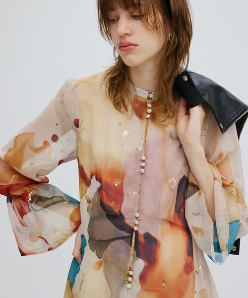 Ameri（アメリ） ドレス UNDRESSED AMELIA INK ART DRESS : ZOZOTOWN