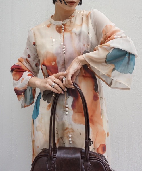 Ameri（アメリ） ドレス UNDRESSED AMELIA INK ART DRESS : ZOZOTOWN