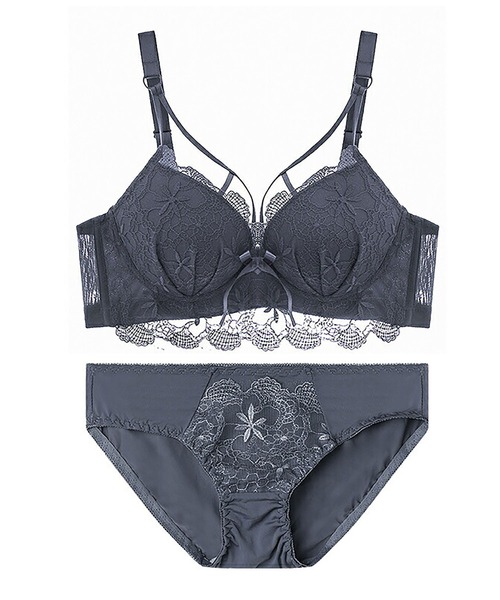 Asterellivi ブラジャー ショーツセット レース ダブルストライプ ブラ