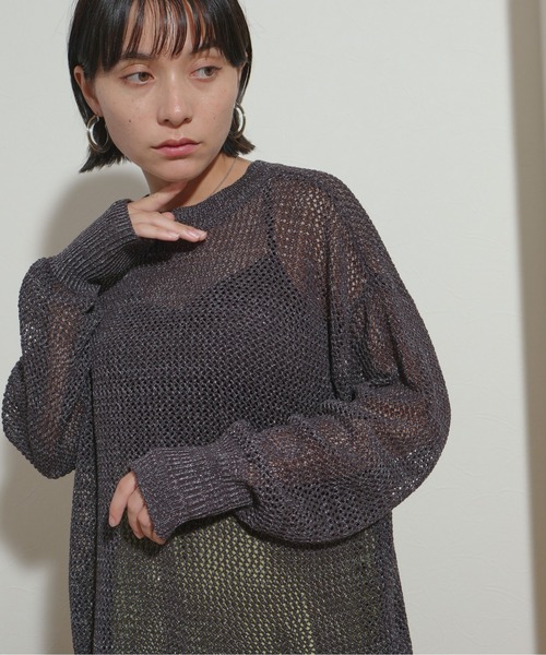 palm RICHE ニット セーター 前後2WAY 刺繍ロゴ入り リネン