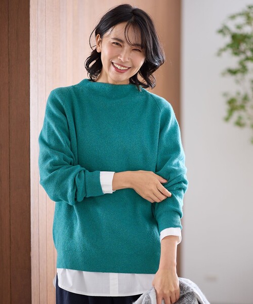 anySIS　アイボリー　ブルー　 ニット 長袖　セット any FAM ニット セーター 「洗濯機可/8色展開」アゼボトルニット
