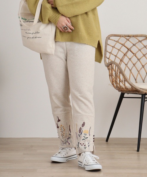 Emago（イマゴ） レギンス スパッツ 花刺繍レギンス レディース