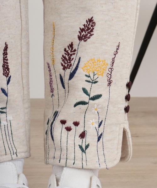 Emago（イマゴ） レギンス スパッツ 花刺繍レギンス レディース