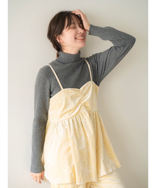 キャミソール ベロア刺繍デザインキャミ