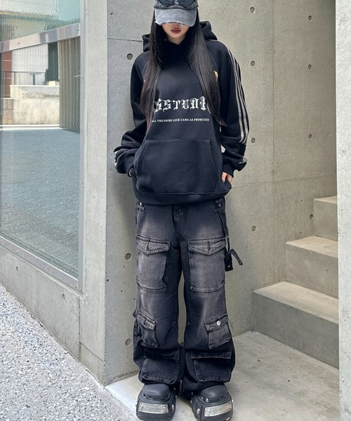 KsG カーゴパンツ ブラックサイドベルトカーゴパンツ レディース KsG カーゴパンツ ブラックサイドベルトカーゴパンツ レディース