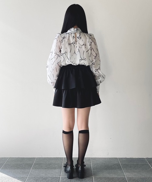 ブラウス シャツ オーガンジーリボンボウタイブラウス レディース NOMAE ブラウス シャツ オーガンジーリボンブラウス レディース