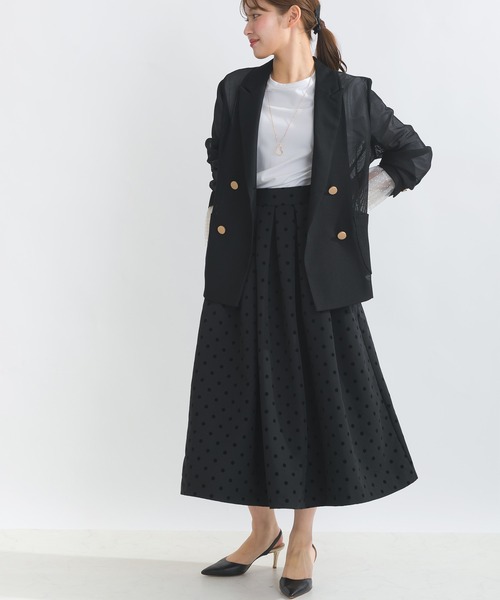 PICCIN PERLA ロング スカート フロッキードットタックスカート