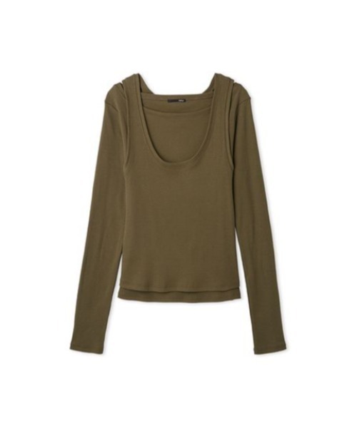 tシャツ レイヤードカットトップス レディース