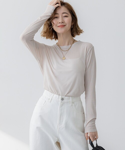 tシャツ 「Oggi5月号掲載/洗える」シアー レイヤード TEE レディース 23区 tシャツ 「Oggi5月号掲載/洗える」シアー レイヤード TEE