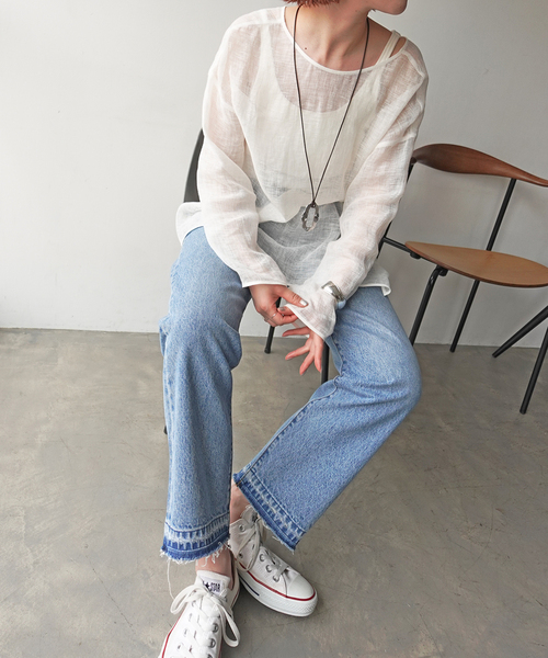 Spick&S pan 手洗い可 / メッシュリネンルーズプルオーバー Spick&S pan 手洗い可 / メッシュリネンルーズプルオーバー