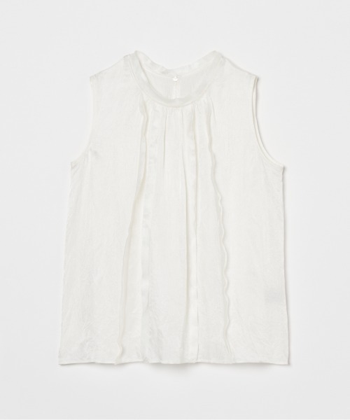 ブラウス シャツ CREPE SHEER SLEEVELESS BLOUSE レディース