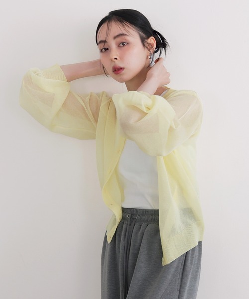 Lu. シアーカーディガン ホワイト 未使用 美品 OUTLET】シアー編みラメカーディガン | おしゃれな大人