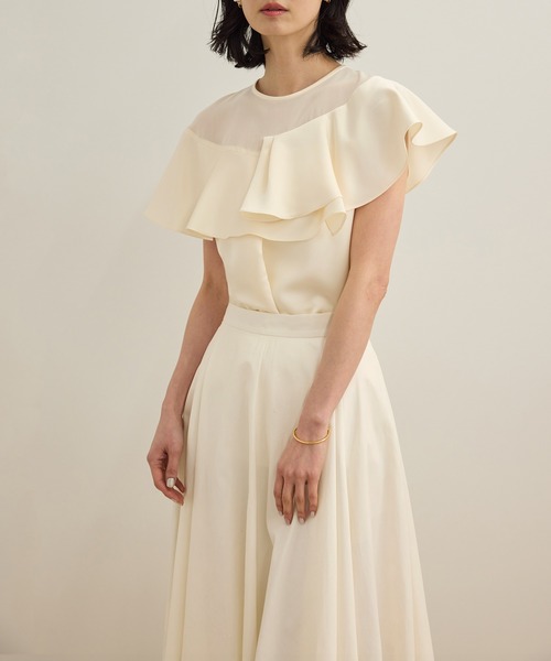 ロペ（ROPE’）/サテンラッフルブラウス/洗える ROPE'（ロペ） ブラウス シャツ サテンラッフルブラウス/洗える