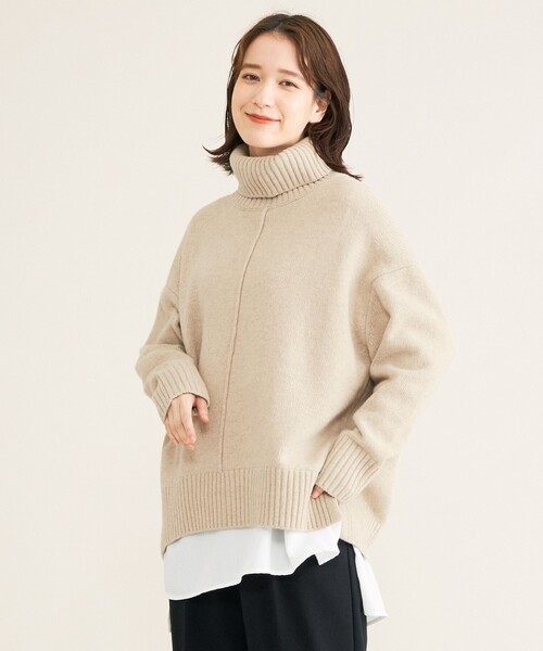 「SHARE PARK」 タートルネックニット 1 ベージュ レディース_画像8