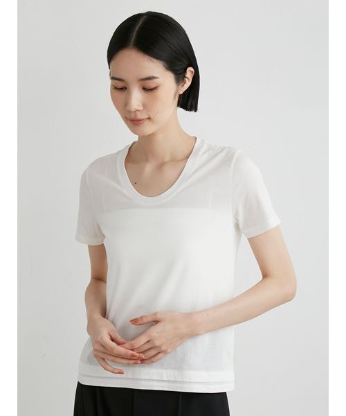 tシャツ コンパクトUネックT レディース