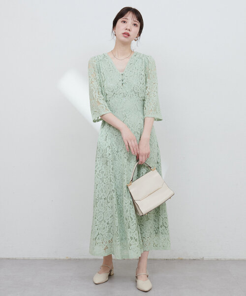 natural couture ワンピース 半袖 レトロレースワンピース : ZOZOTOWN