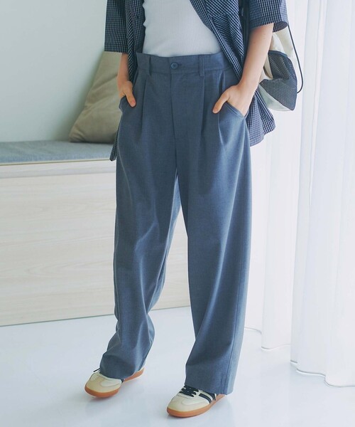 スラックス 限定展開 YOU YOUR/ユーユアー ワンポイントロゴ バルーンシルエット ワイドスラックス メンズ レディース | FREAK'S STORE