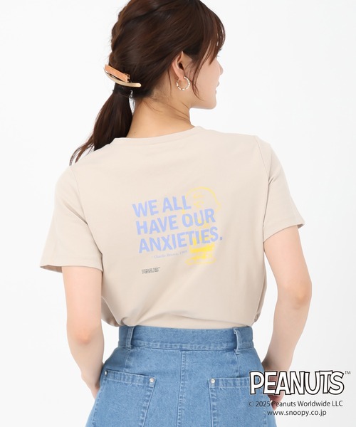 tシャツ 2025春夏新作 PEANUTSデザインバックプリントTシャツ レディース