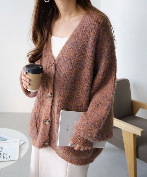 「andme」 「alma design」ニットカーディガン M ブラウン レディース_画像3