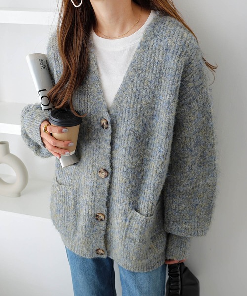 「andme」 「alma design」ニットカーディガン M ブラウン レディース_画像6