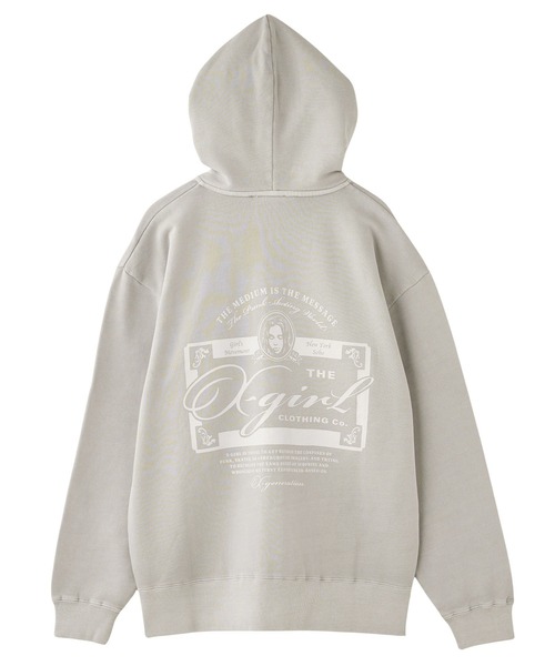 X-girl✩.*˚ フェイス ピグメントダイジ ップアップフーディー MESSAGE AND FACE FADED ZIP UP SWEAT HOODIE – calif（カリフ