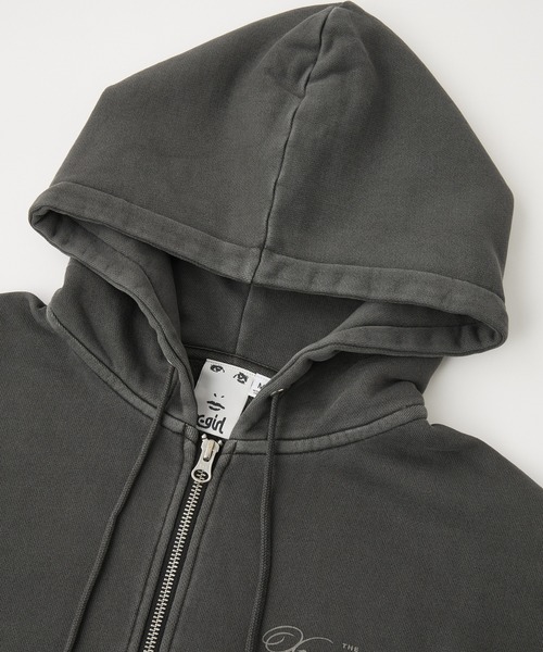 XG フーディー　Lサイズ　パーカー X-girl パーカー PIGMENT DYED FACE LABEL ZIP UP SWEAT HOODIE