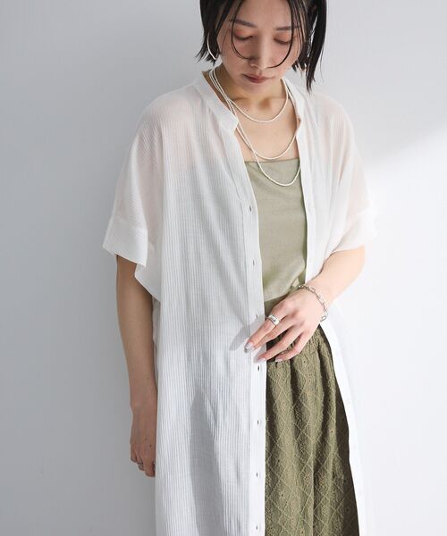 Green Parks シャツワンピース 半袖シアーシャツワンピース