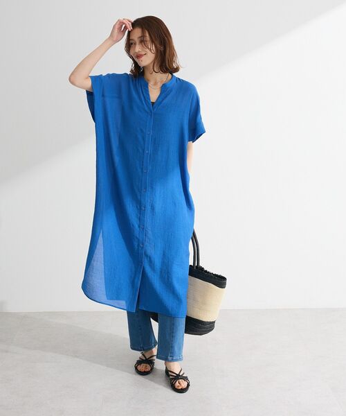 Green Parks シャツワンピース 半袖シアーシャツワンピース