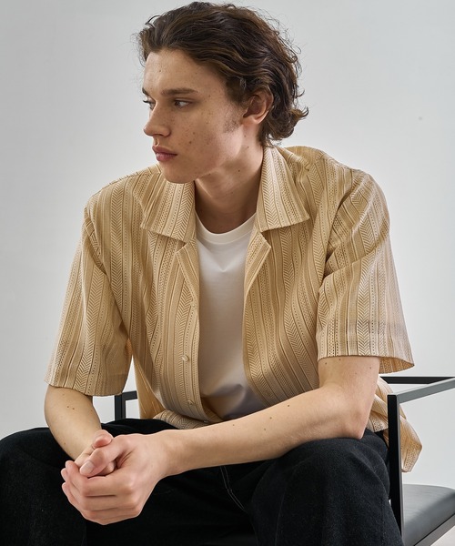 UNITED TOKYO 22SS シアーステンドグラスシャツ 1 定価2,2万 UNITED TOKYO シャツ ラッセルレースシアーシャツ メンズ