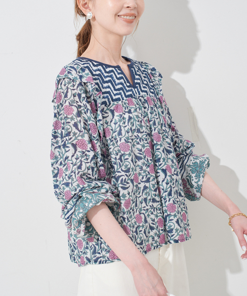 SLOBE IENA ブラウス シャツ インドパネルブラウス レディース