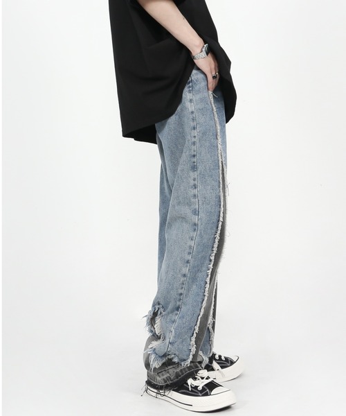 「ARULE」 加工デニムパンツ X-LARGE ブルー メンズ