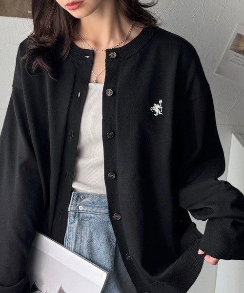【新品】モール刺繍カーディガン 長袖 黒 Java カーディガン ジャバコラボ」着まわし自在のベーシックデザイン
