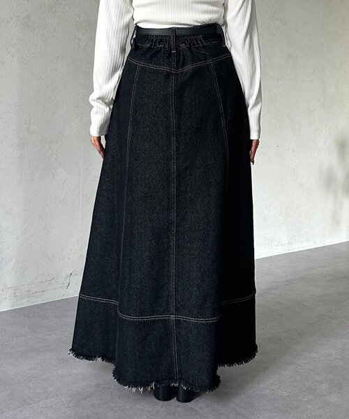 Thevon（ゼヴォン） スカート デニムハイウエストフレアスカート