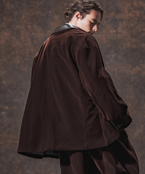 【soerte】ベルベットテーラードジャケット/ベルベットスラックス　セット販売 soerte（ソエルテ）の「Oversize 6B velvet tailored jacket