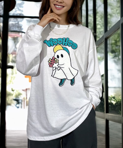 Candlestick tシャツ ゆったり 着やすい ゴースト サガラ刺繍 ロンT