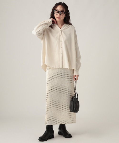 Elura（エルーラ） ブラウス シャツ ミルドカルゼVネックシャツ/590916