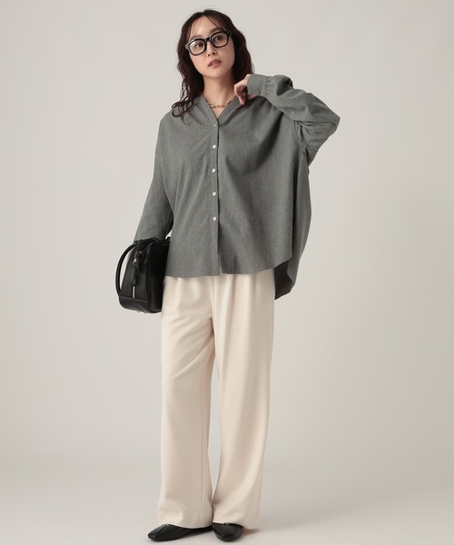 Elura（エルーラ） ブラウス シャツ ミルドカルゼVネックシャツ/590916