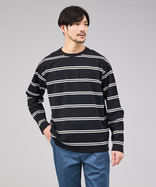 ABAHOUSE GRAY tシャツ ダブルライン ボーダー 長袖シャツ メンズ