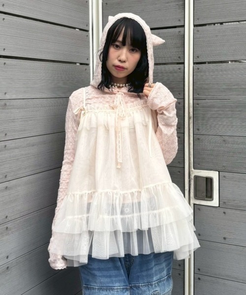 新品 Candy stripper BE MY CHERRY ブラウス ホワイト Candy Stripper（キャンディストリッパー）の「SEE THROUGH BUSTIER