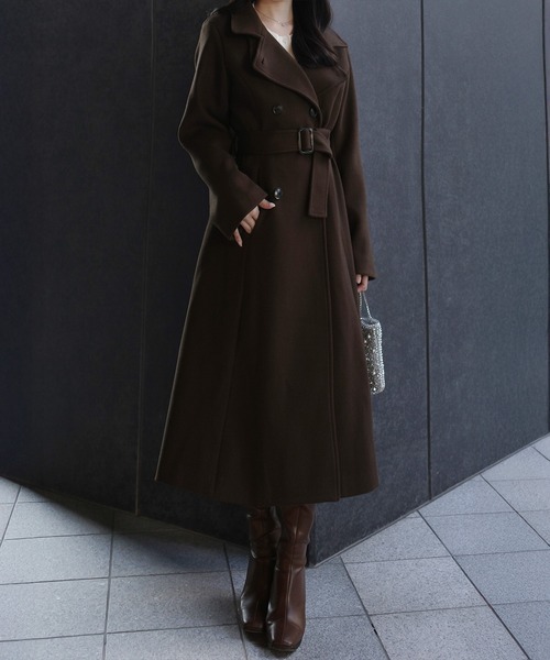 JUNOAH（ジュノア） コート アウター 2wayカラーベルト付きフレア