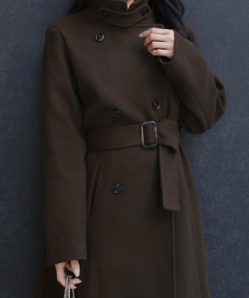 JUNOAH（ジュノア） コート アウター 2wayカラーベルト付きフレア