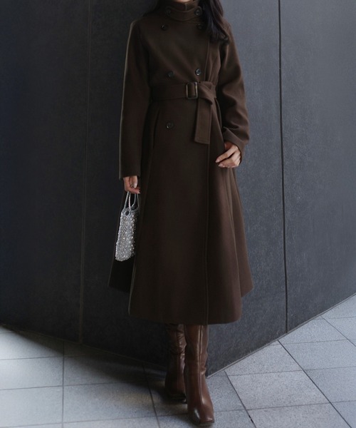 JUNOAH（ジュノア） コート アウター 2wayカラーベルト付きフレア