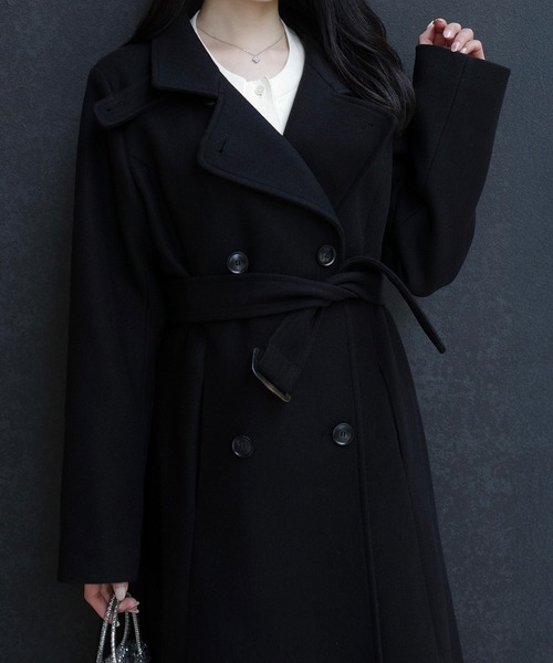 JUNOAH（ジュノア） コート アウター 2wayカラーベルト付きフレア