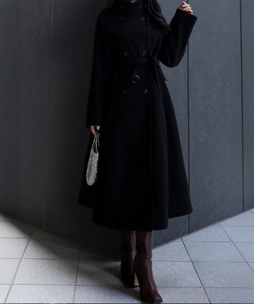 JUNOAH（ジュノア） コート アウター 2wayカラーベルト付きフレア