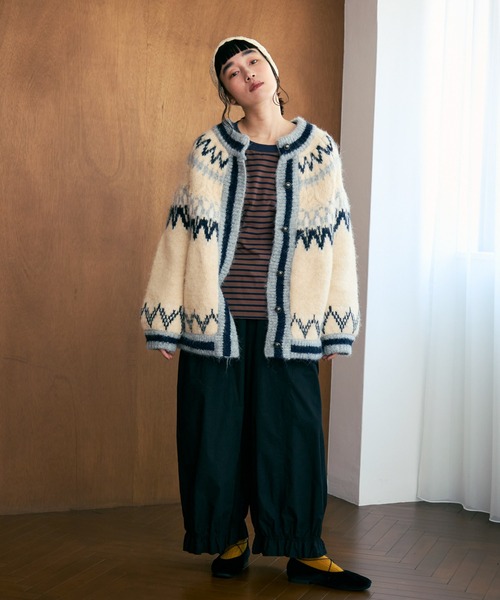 ブルゾン アウター ノルディックオーバーニットカーディガン レディース