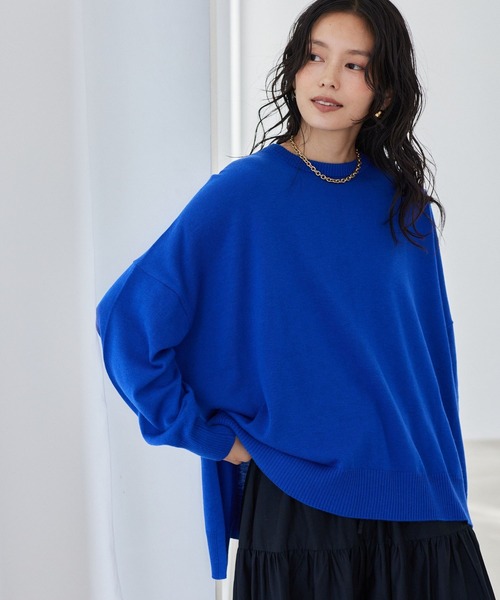 バンヤードストーム　モヘア袖ボリュームニット（ブルー） BARNYARDSTORM（バンヤードストーム） ニット セーター BARNYARDSTORM