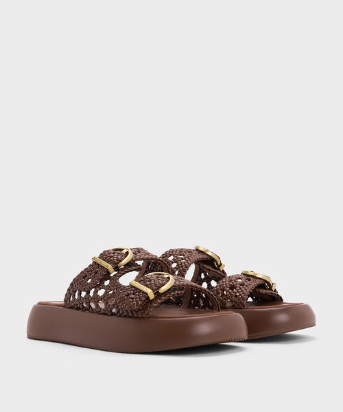 「CHARLES & KEITH」 フラットサンダル 23cm オフホワイト レディース_画像4