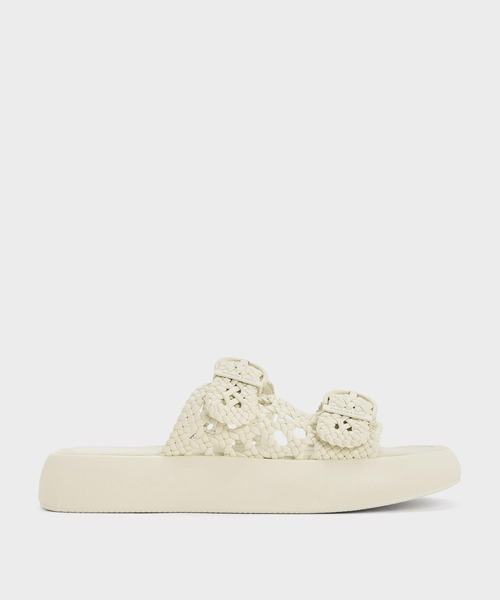 「CHARLES & KEITH」 フラットサンダル 23cm オフホワイト レディース_画像7