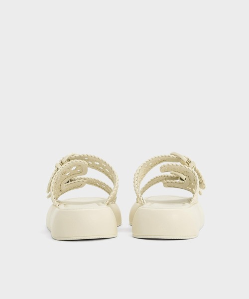 「CHARLES & KEITH」 フラットサンダル 23cm オフホワイト レディース_画像9