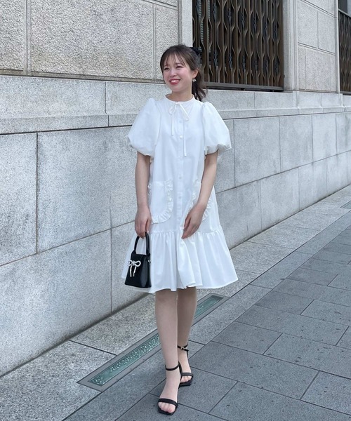 「Fit more」 半袖ワンピース FREE ブラック レディース_画像3